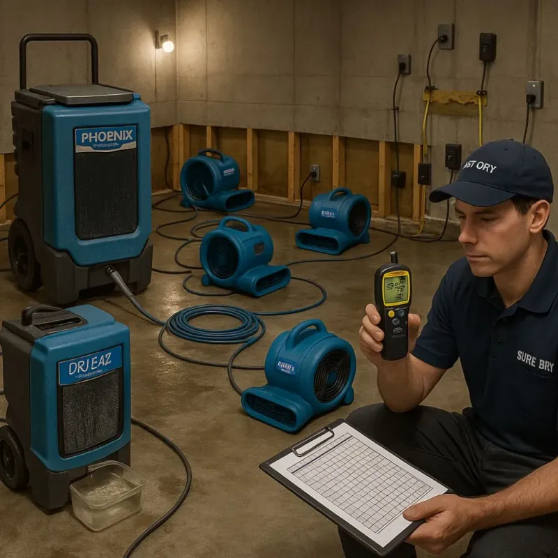 Structural Drying and Dehumidification process in Winsted, MN